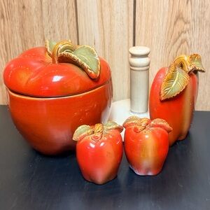 Vintage Farmhouse Ceramic Apple
Kitchen Canister Set
